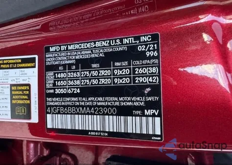 2021 Mercedes-Benz Amg Gle 53 4Matic из США, поврежденный, VIN 4JGFB6BBXMA423900